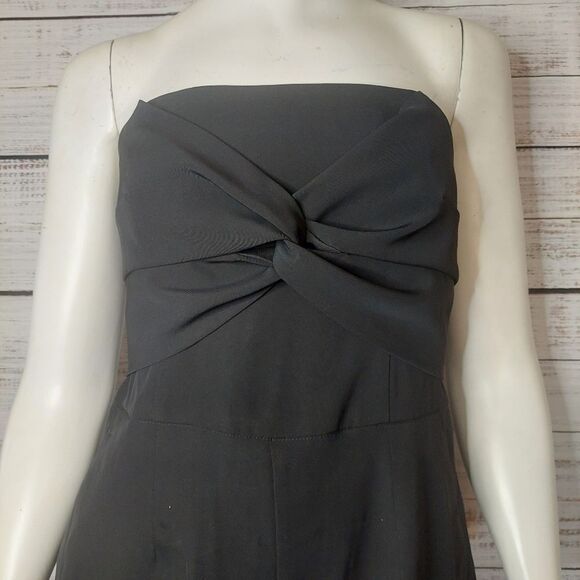 Womans Black Knot Front Romper Strapless Jet Black - Picture 2 of 14